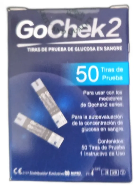 Tiras de Prueba de Glucosa en Sangre GoChek2 50 Unidades Nipro
