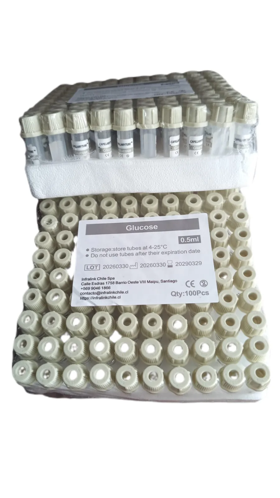 Microtubo Tapa Gris 0,5 mL con Fluoruro de Sodio y Oxalato de Potasio Rack x 100 Unidades
