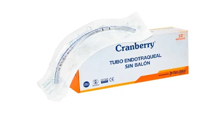 Tubo Endotraqueal Sin Balón 2,5 mm caja x 10 Unidades Cranberry