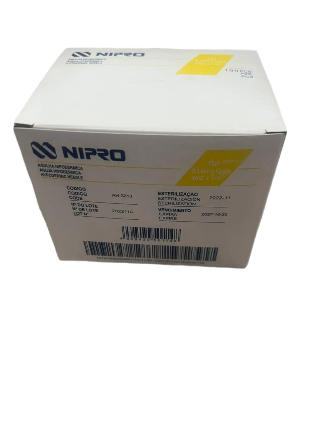 Aguja Hipodérmica 30G x 1/2" Caja x 100 Unidades NIPRO