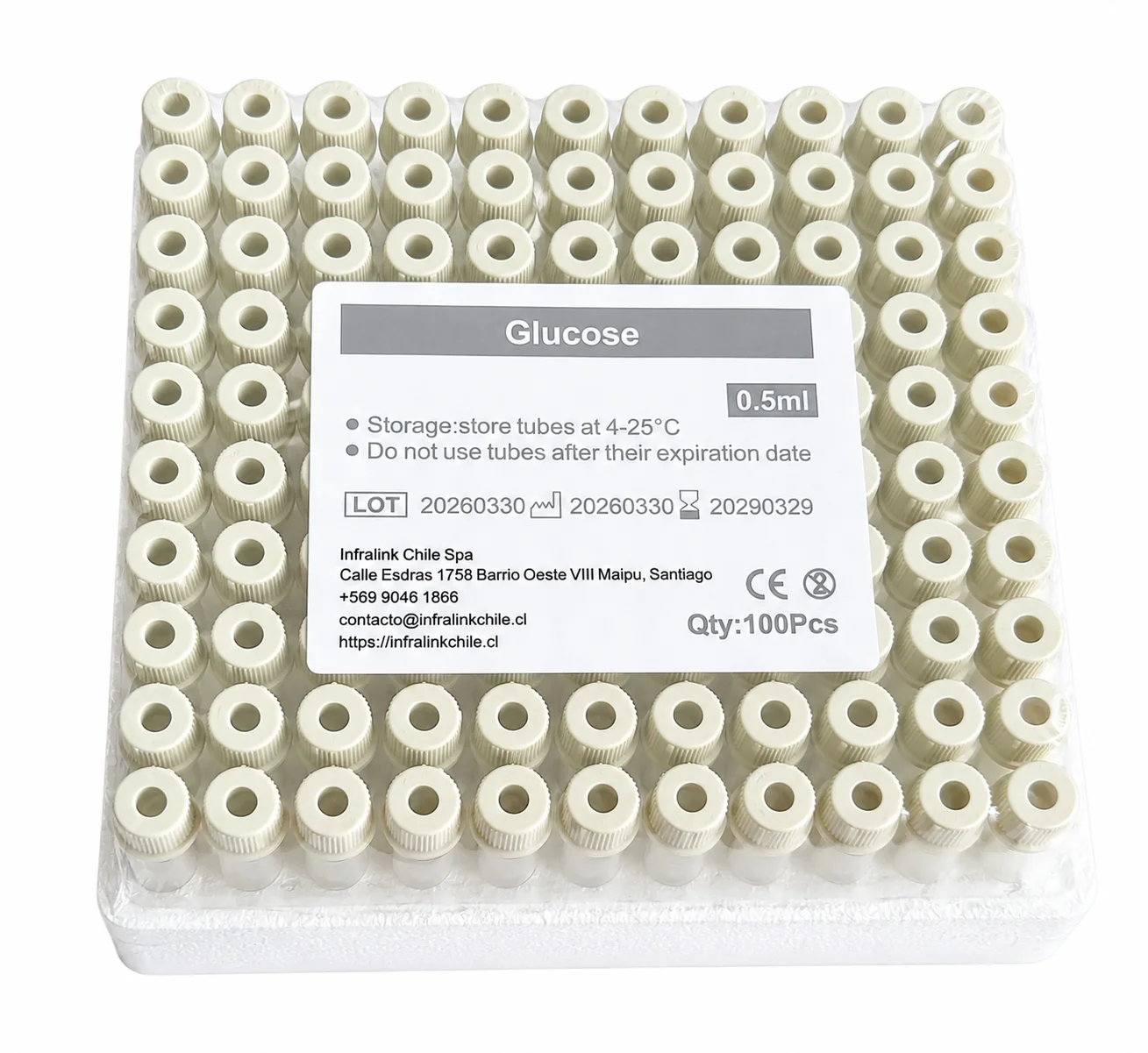 Microtubo Tapa Gris 0,5 mL con Fluoruro de Sodio y Oxalato de Potasio Rack x 100 Unidades