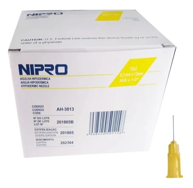 Aguja Hipodérmica 30G x 1/2" Caja x 100 Unidades NIPRO
