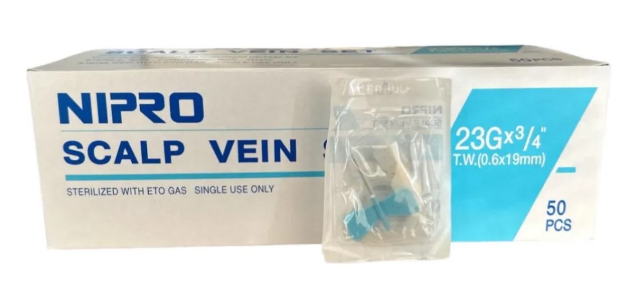 Aguja Mariposa Scalp Vein 23G x 3/4 Caja x 50 Unidades NIPRO
