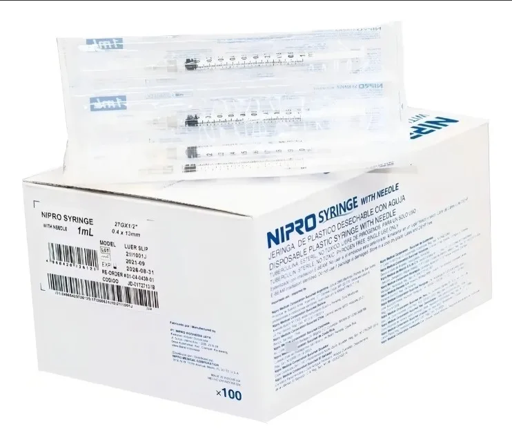 Jeringa 1 cc Tuberculina 27G x 1/2 Caja 100 unidades Nipro