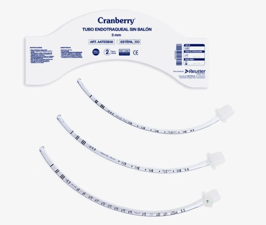 Tubo Endotraqueal Sin Balón 3.0 mm caja x 10 Unidades Cranberry