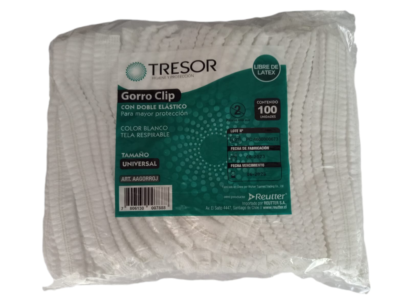 Gorro Clip con Doble Elástico libre de Látex Paq x 100 Unidades TRESOR