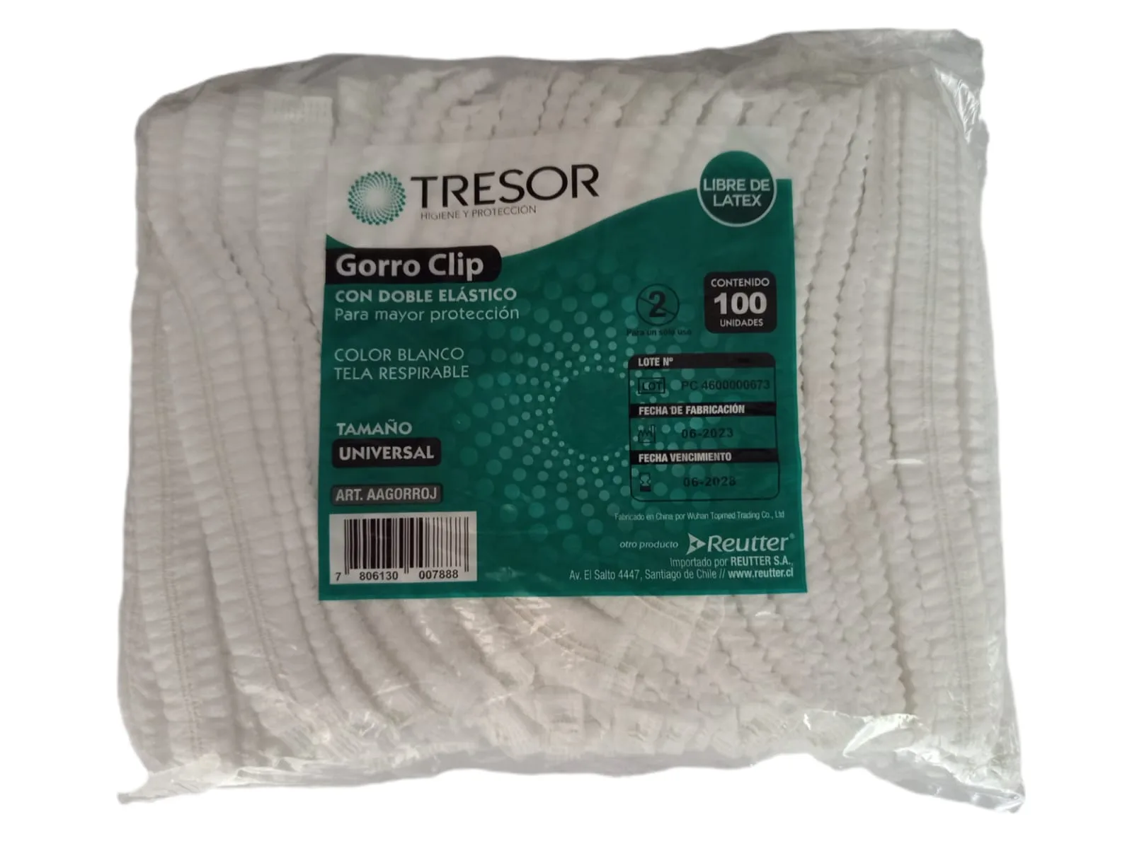 Gorro Clip con Doble Elástico libre de Látex Paq x 100 Unidades TRESOR