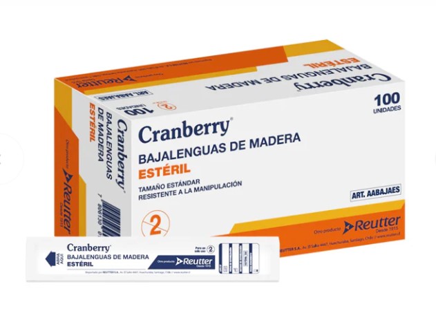 Bajalenguas Estéril Cranberry Caja x 100 Unidades