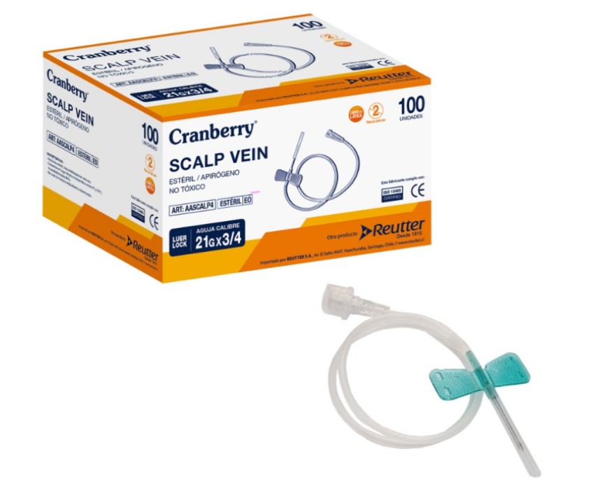 Aguja Mariposa Scalp Vein 21G x 3/4 Caja x 100 Unidades