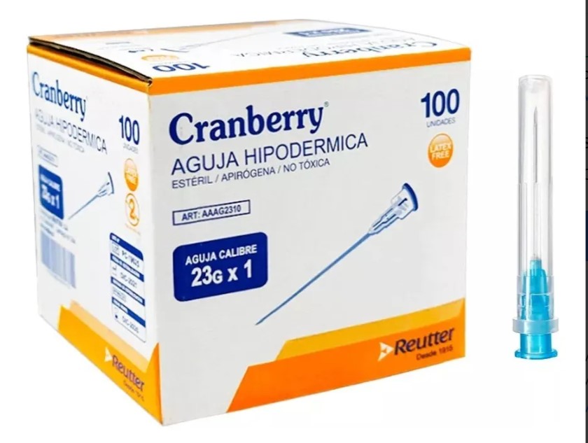 Aguja Hipodérmica 23G x 1 Caja x 100 Unidades