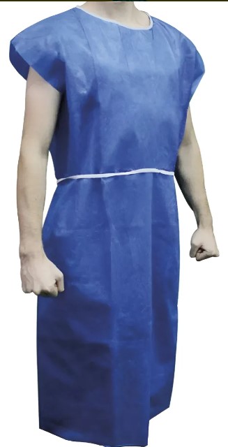 Bata Paciente Tela SMS Azul Adulto
