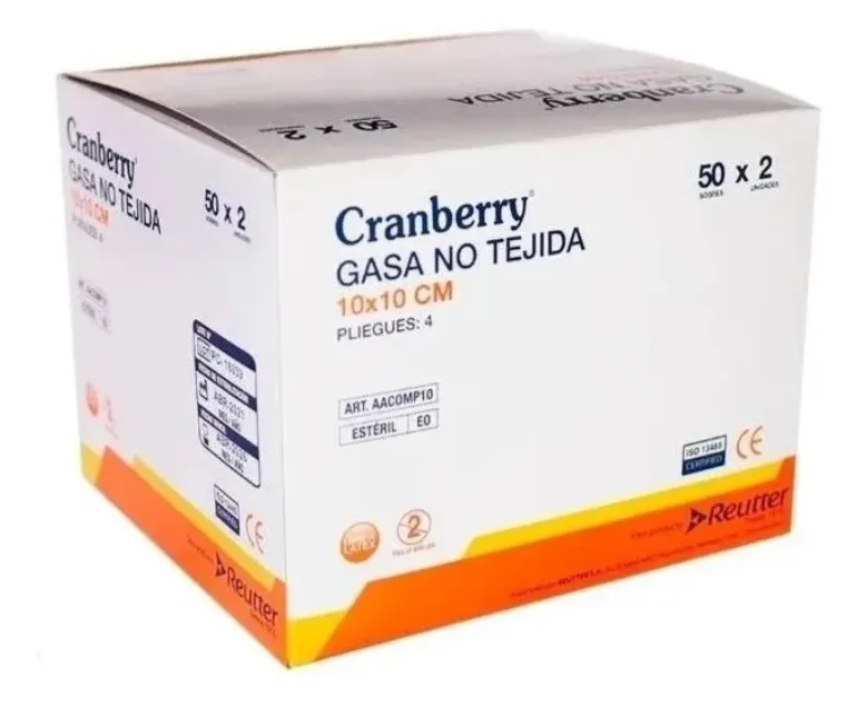 Gasa No Tejida Estéril 10 x 10 cm Caja x 50 sobres x 2 Unidades
