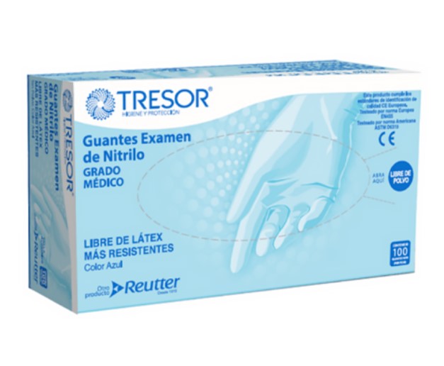 Guante Nitrilo S/Polvo XS, Tresor Caja x 100 Unidades