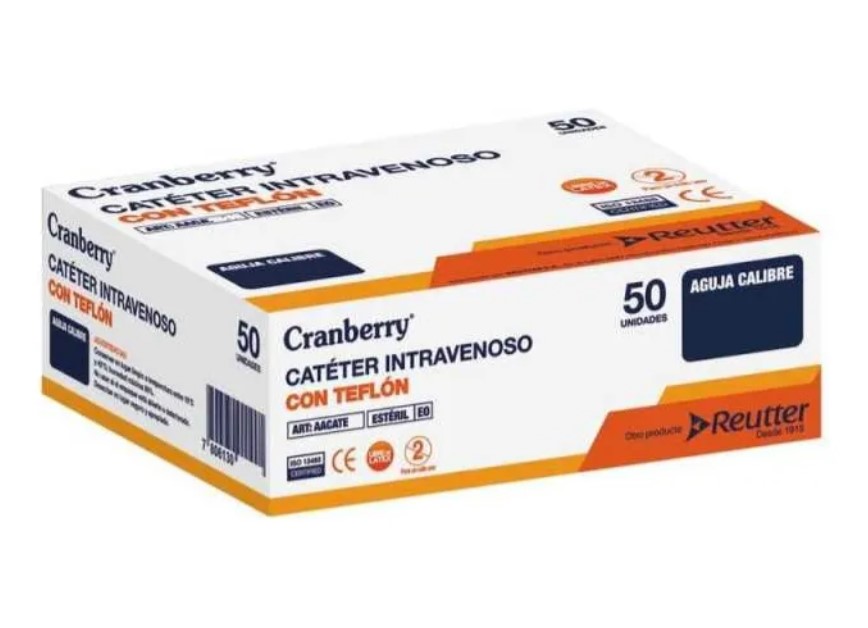 Catéter Intravenoso con Teflón 22G x 1 1/4" IN 25MM Caja x 50 Unidades