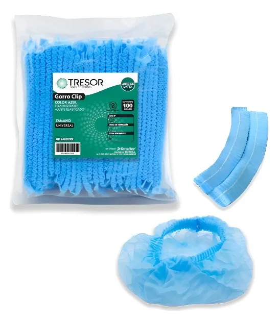 Gorro Clip Desechable Celeste Pack x 100 Unidades TRESOR
