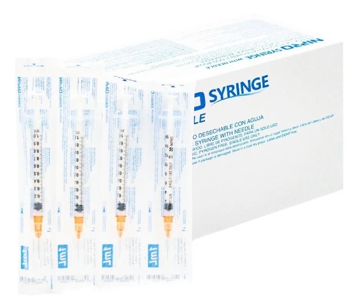 Jeringa 1cc Tuberculina 25G x 5/8 Caja 100 Unidades Nipro